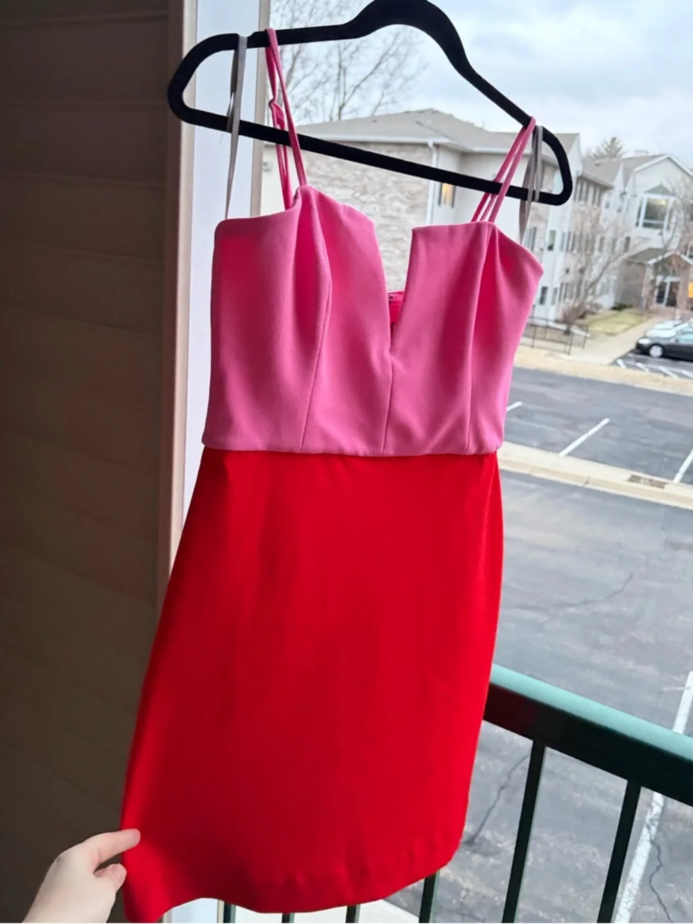 🆕🌸💖BCBG New York Colorblock Pink Red Bodycon Dress Size S Mini Party Dress NWT - Picture 5 of 15